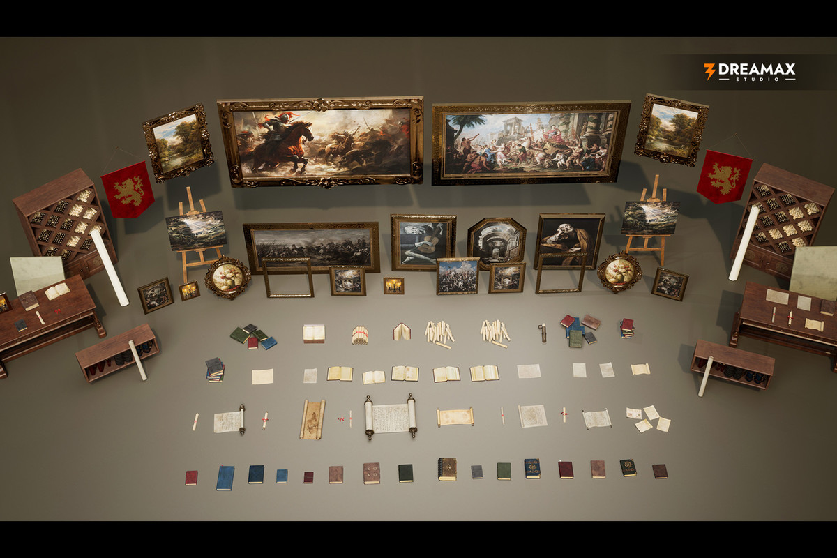 Medieval & Fantasy Paintings - Books, Scrolls & Picture Frames Vol. 1