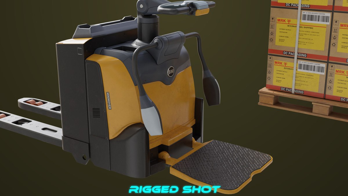 Forklift with Pallet 01 Yellow URP HDRP Textures