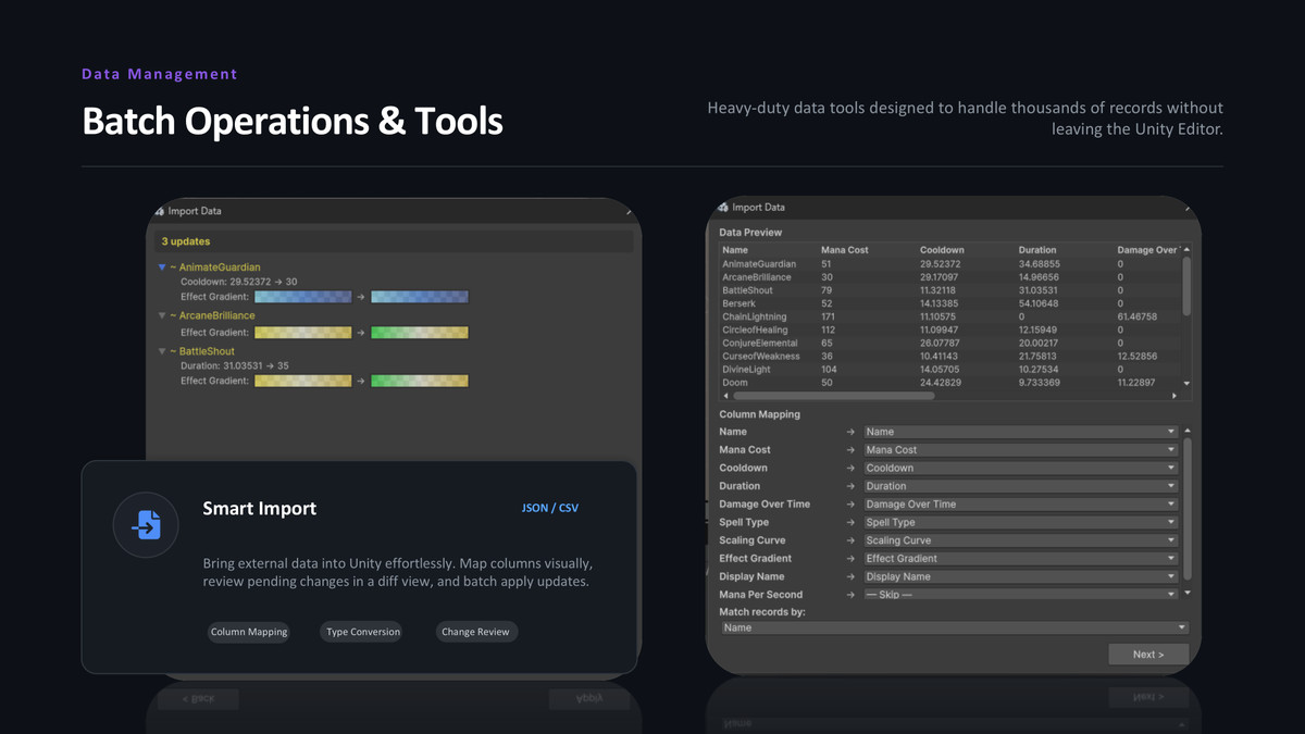 Game Data Workbench Core – Table-Based Data Editor for Unity