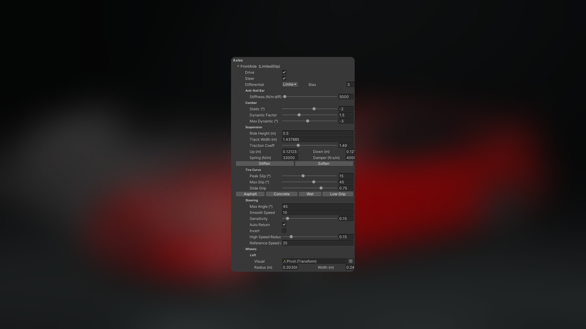 Simple Drift Physics Controller - Camber ,Vehicle Axle Suspension, Effects