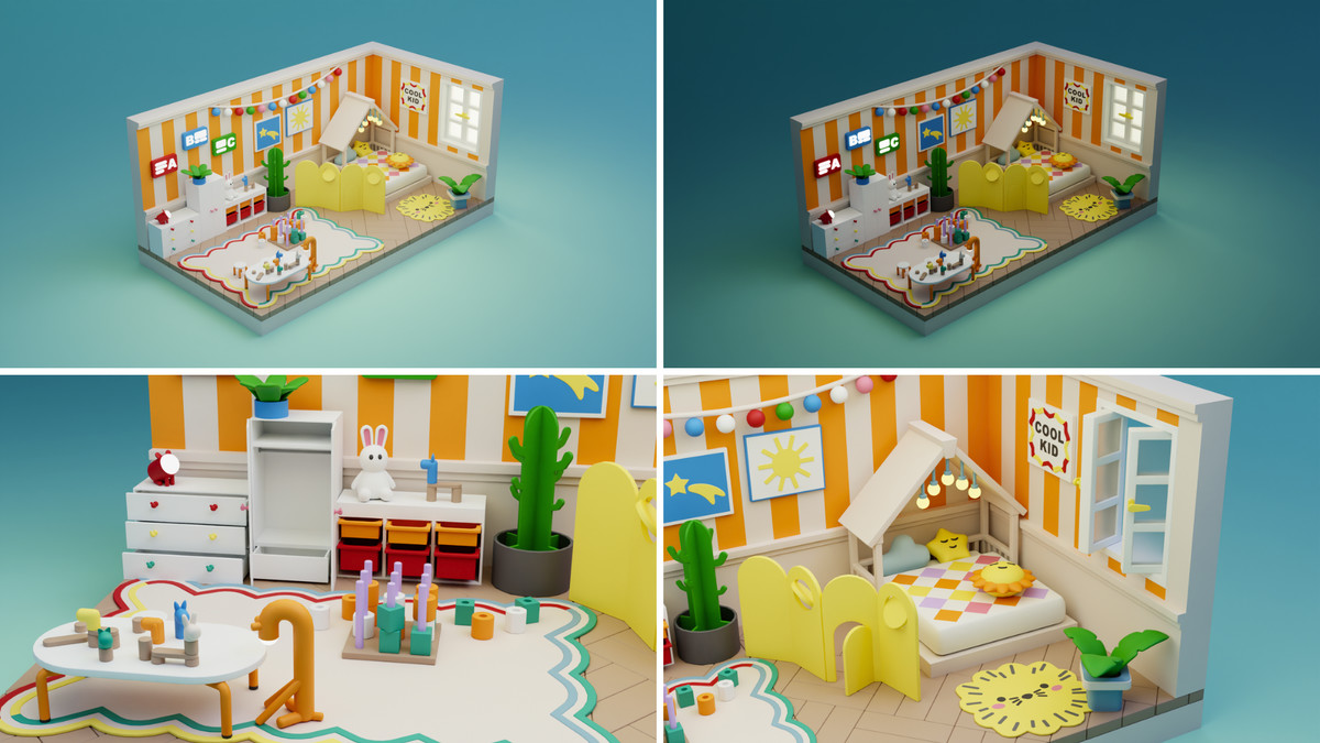 Cartoon Interactive Rooms & Furniture - Cozy Interior Pack 2