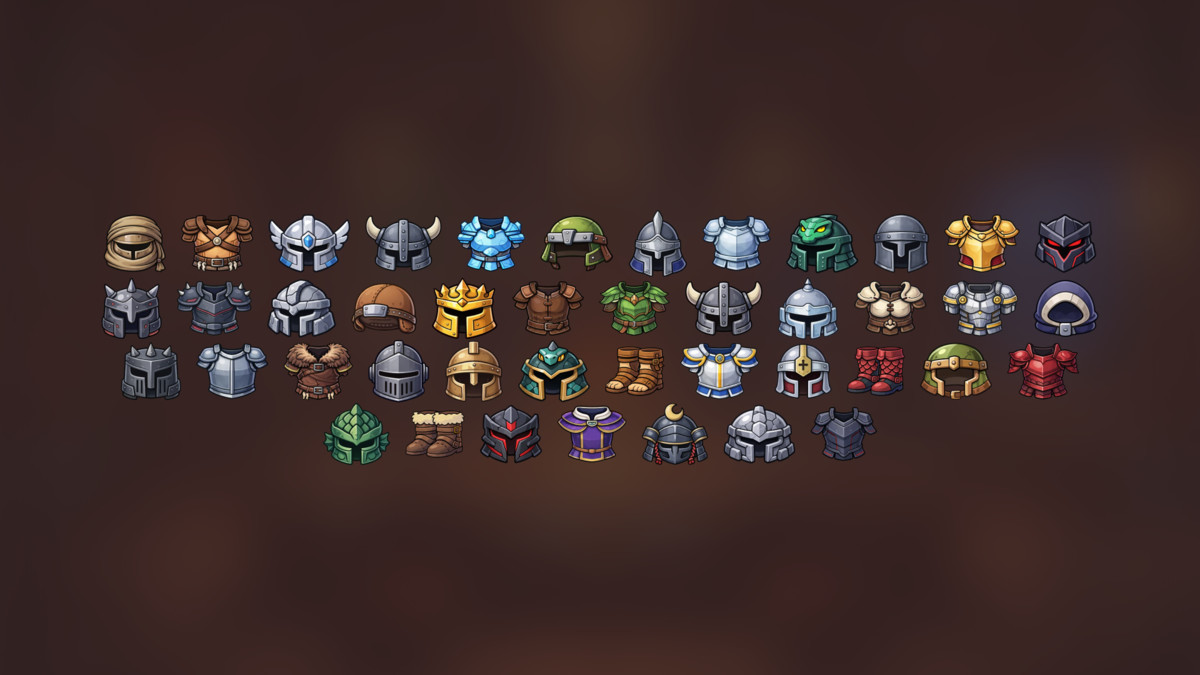 Fantasy RPG Weapons Armor Magic Items Icons Pack for Adventure Games
