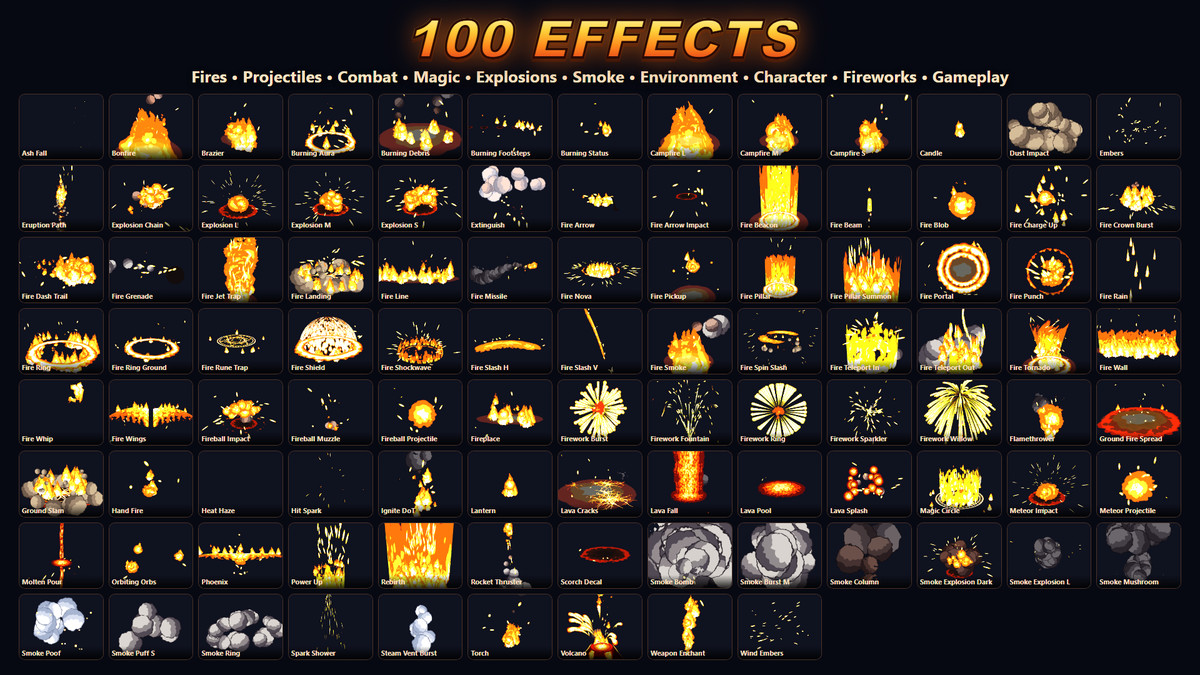 Toon Fire VFX Pack — 100 Stylized Fire Effects