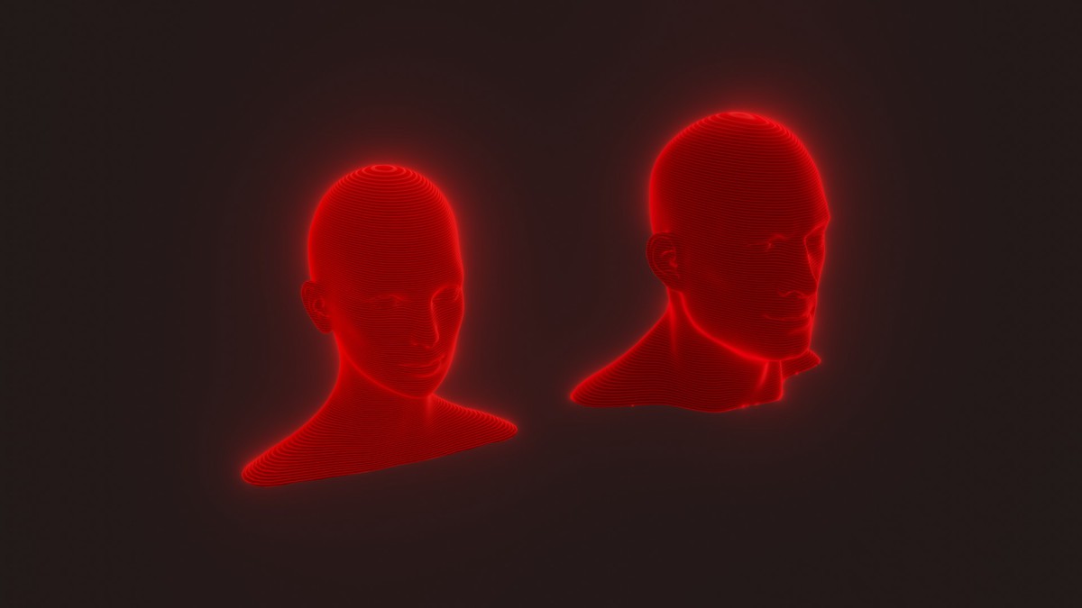 Sci-Fi Red Hologram Male Female Heads 3D Model Pack - Animated, Blend Shapes