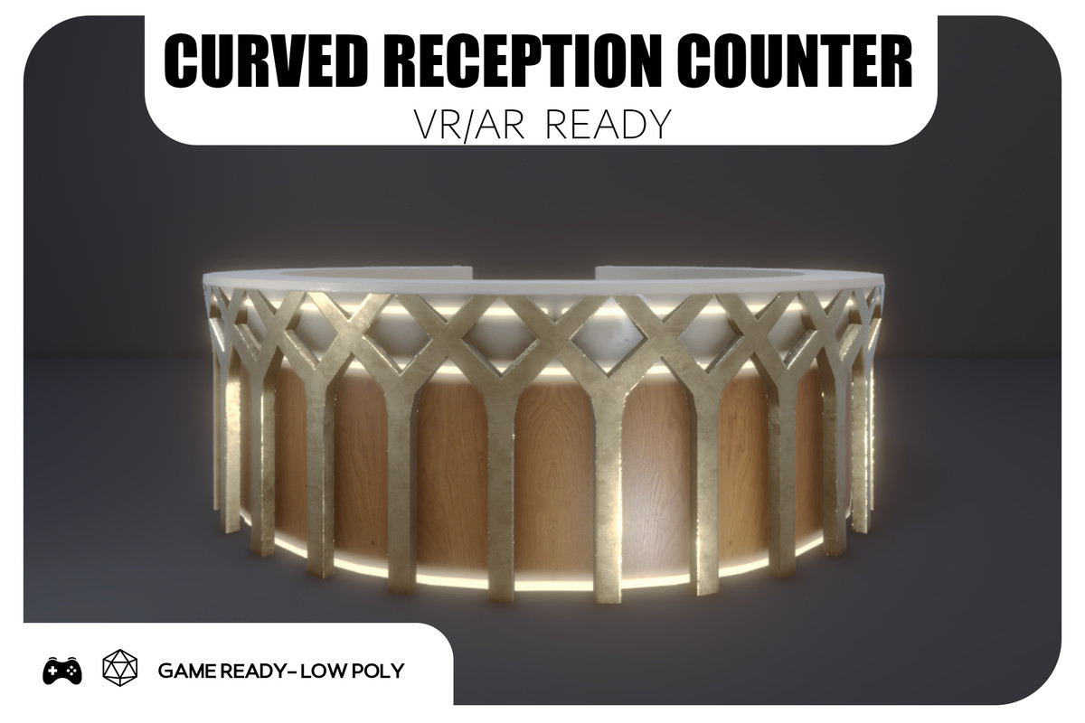 Curved Reception Counter - Game Ready