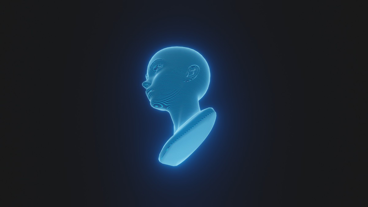 Anime Human Hologram Heads 3D Model Rigged with Facial Expressions