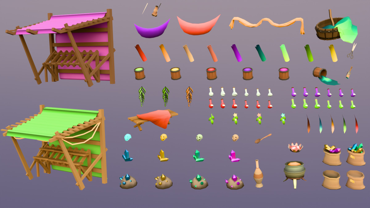 Low Poly 3D Medieval Town Assets