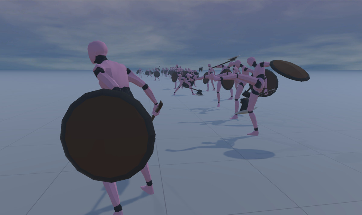 Female axe and shield animation collection