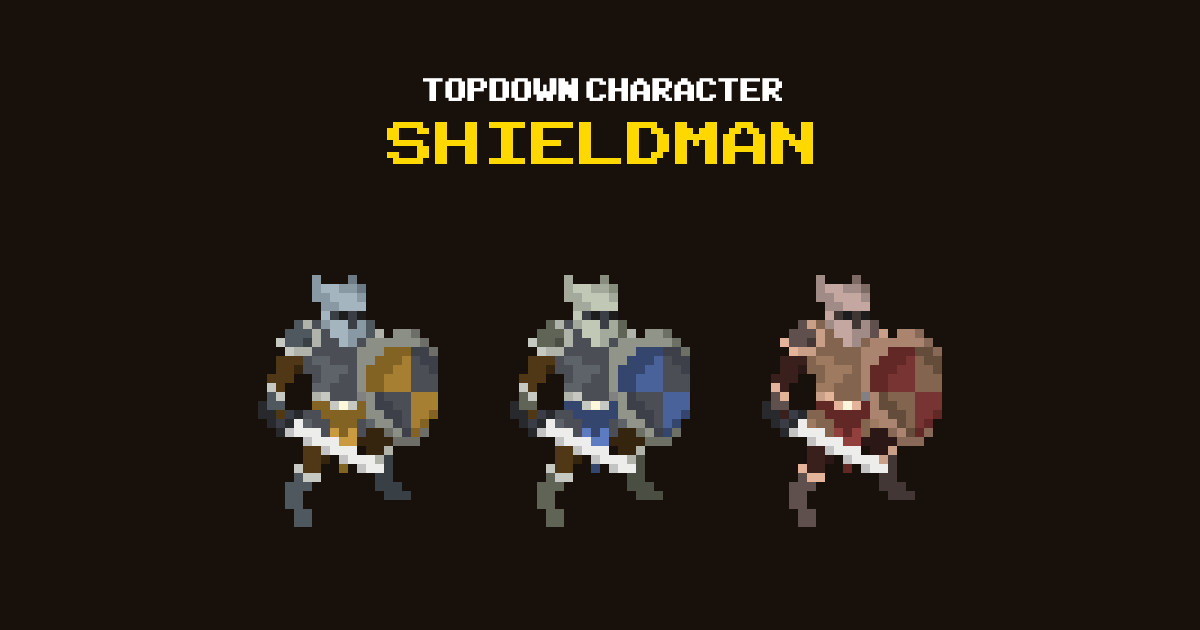Shieldman – Top Down Pixel Art Character Assets by Sanctumpixel