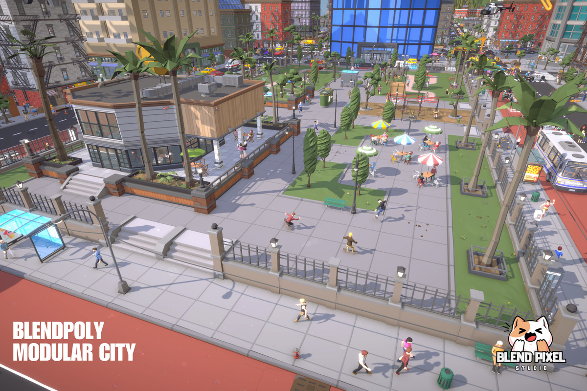 BlendPoly Modular City - Low Poly Assets