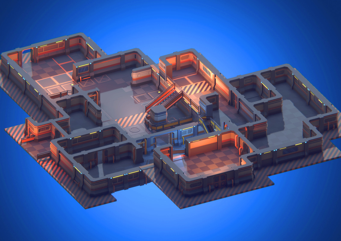 Low Poly Sci-Fi Modular Kit - Space Station Walls, Floors & Doors (URP)