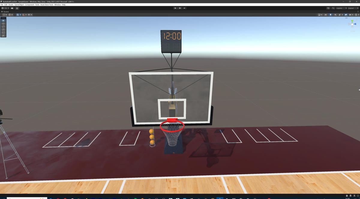 Basketball Court Set with Backboard, Hoop, Parquet, Balls, Digital Timer, Screen