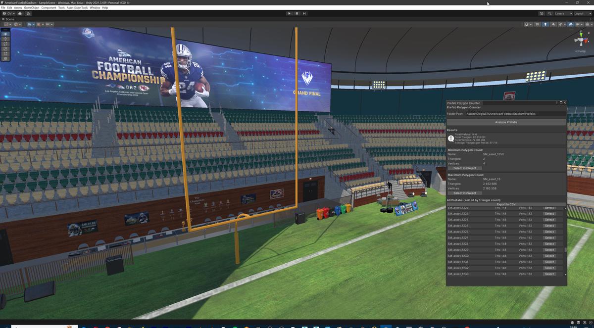 Modular American Football Stadium 3d Environment - Exterior, Interior, Props