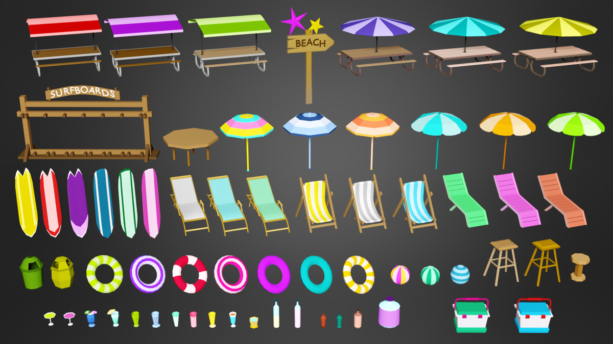 Low Poly Beach Pack - Mini World Studio