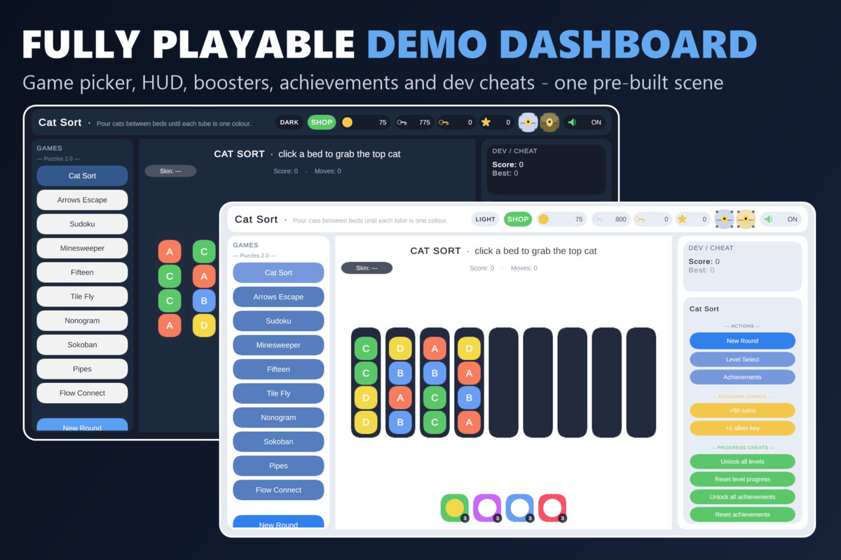 Mini Game Templates Puzzles 2.0 - 10 Puzzles Starters for Unity