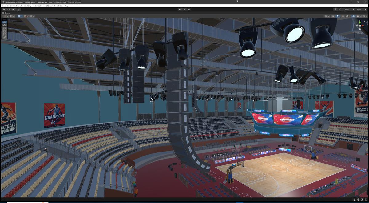 Basketball Arena Stadium Interior - Modular Environment 3D Level