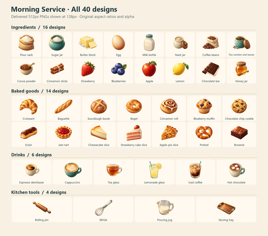 Morning Service - Bakery & Cafe Icons