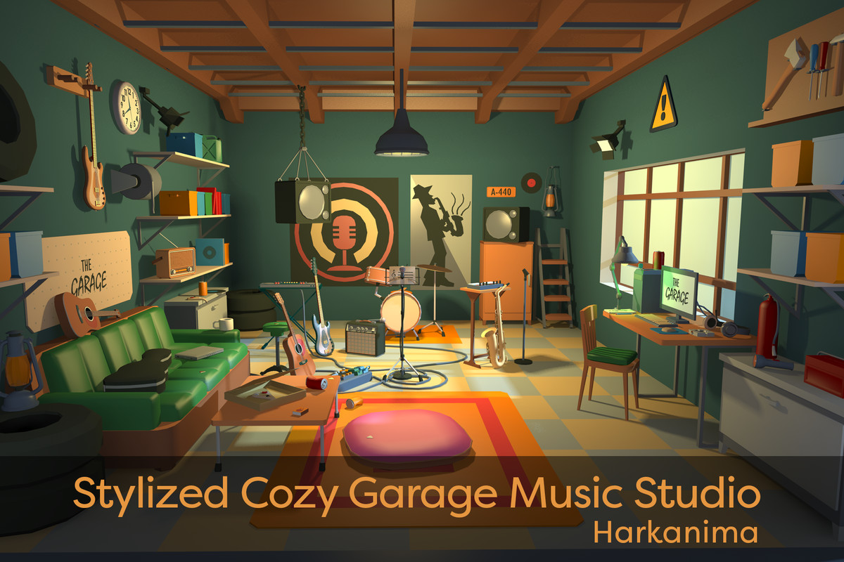Stylized Cozy Garage Music Studio
