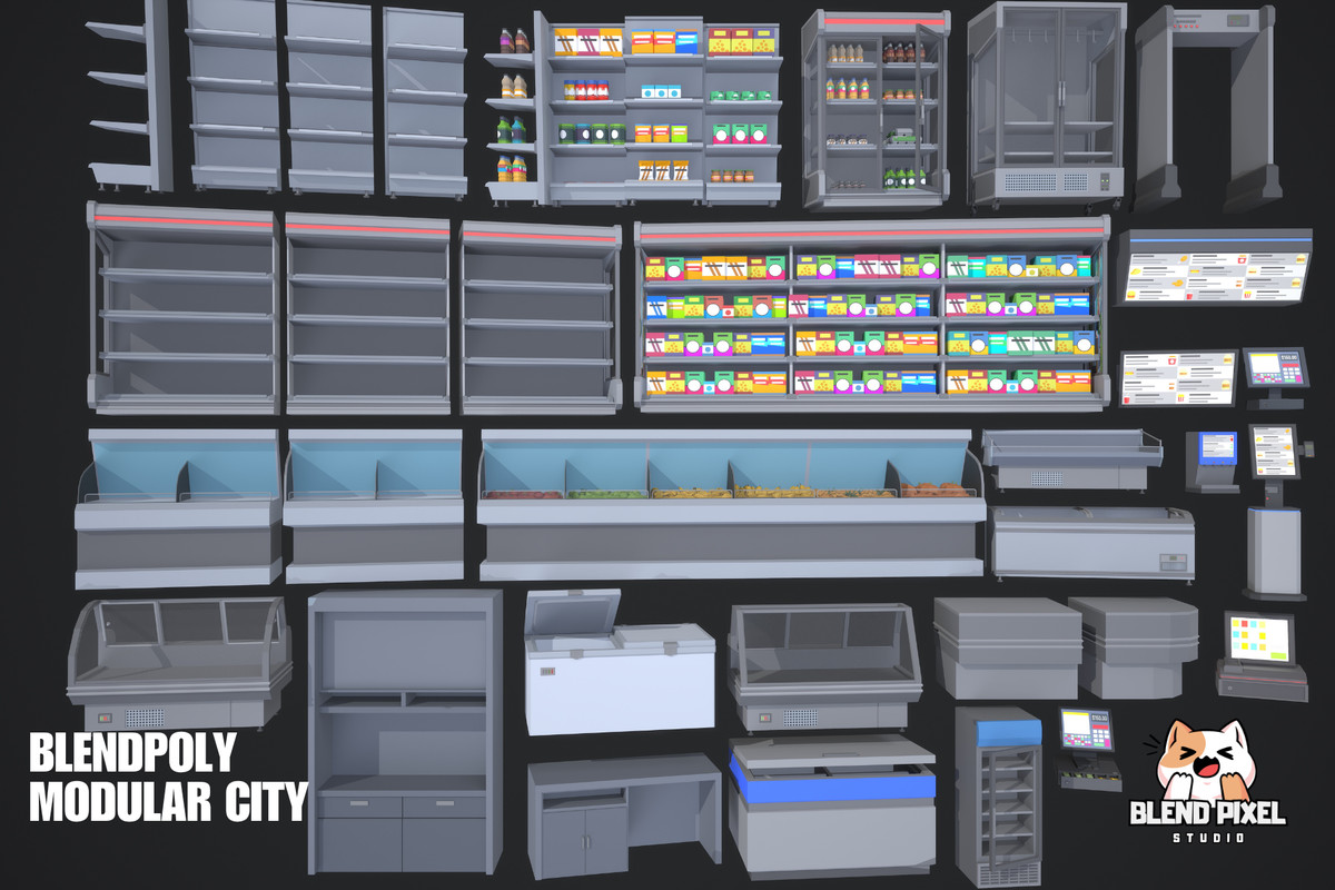 BlendPoly Modular City - Low Poly Assets