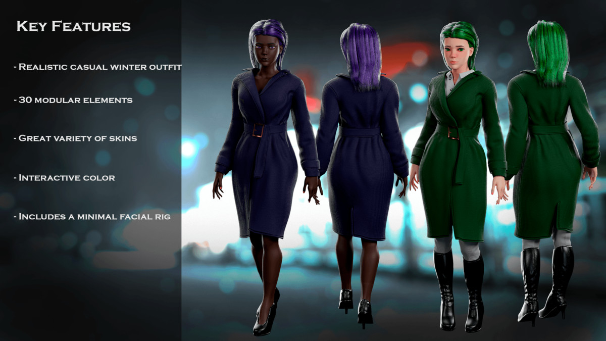 Office Winter Woman – Modular Game Character