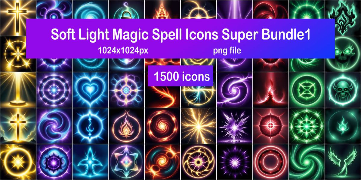Soft Light Magic Spell Icons Super Bundle1