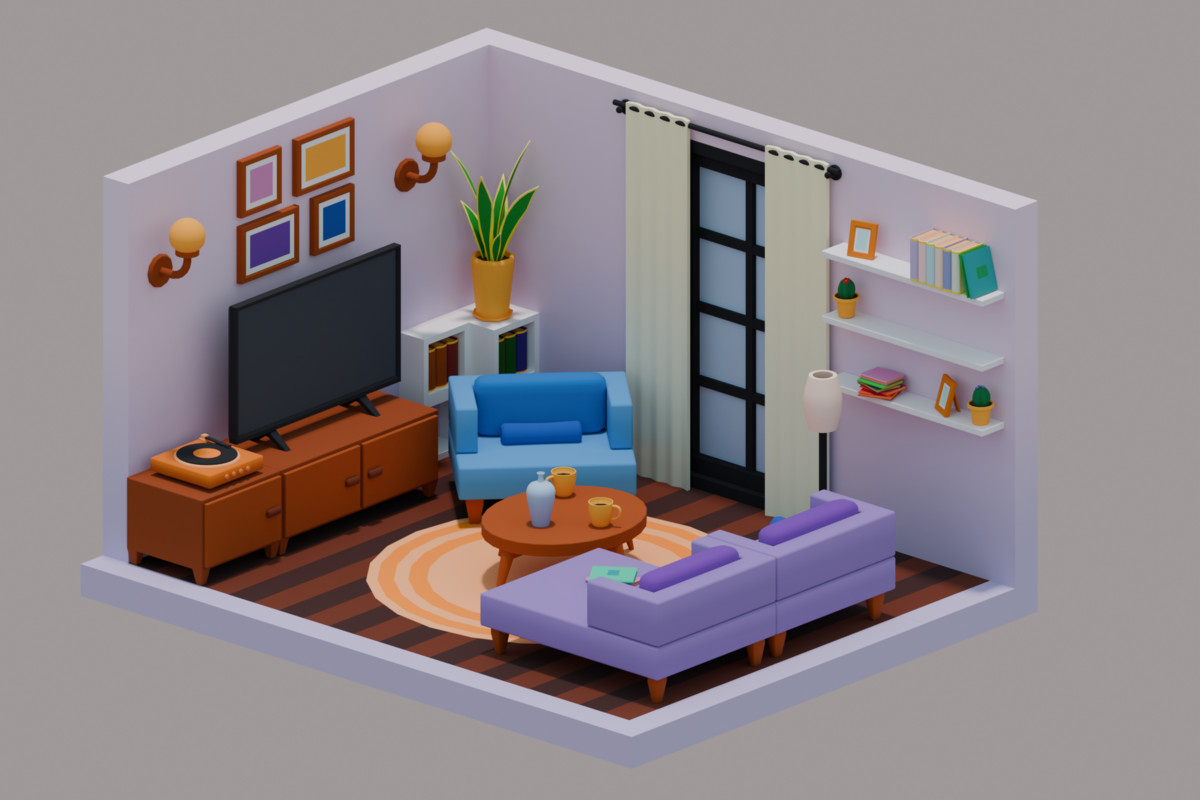 Low Poly Modular Living Room Pack (600+ Props)