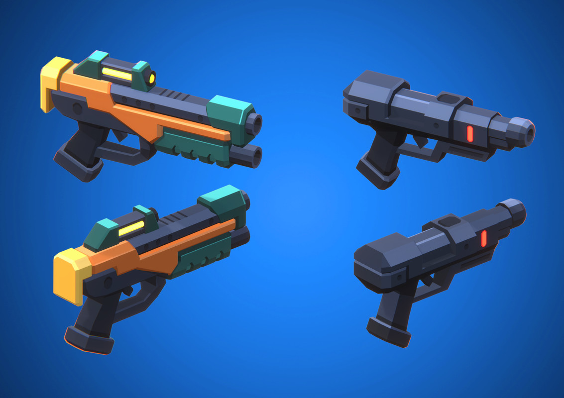 Sci-Fi Low Poly Energy Blasters - Sector Alpha | Cosmic Retro