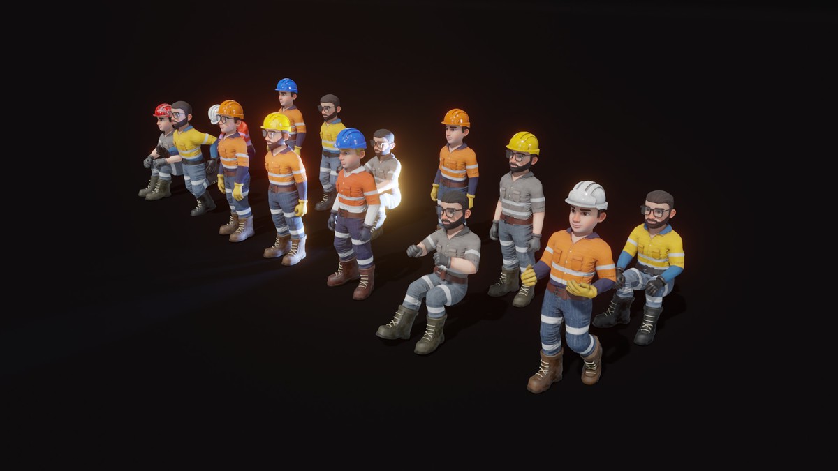 Stylized Male Worker 3D Model – Animated & Customizable (Game-Ready, Built-In)