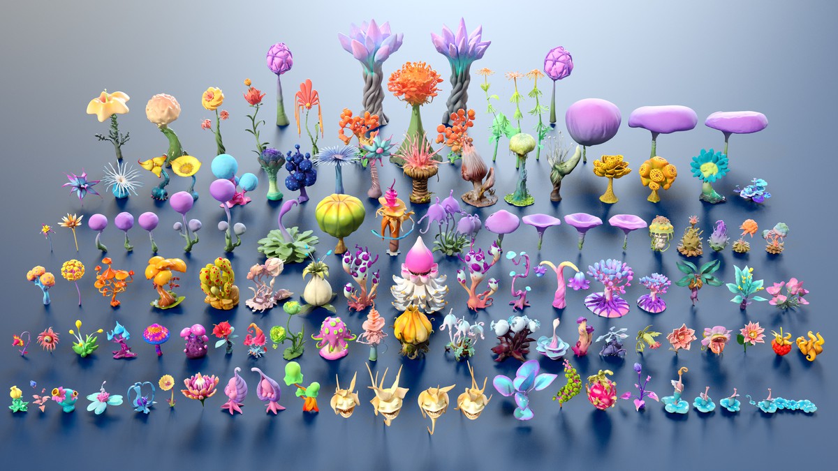 Fantasy Funny Stylized Magical Flora Plants - Low Poly Pack (118 3d models)
