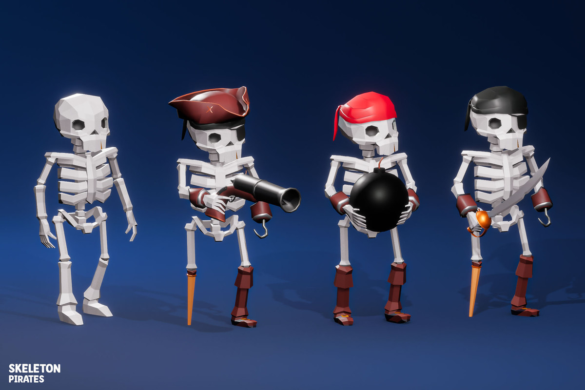 Low Poly Skeleton Pirates