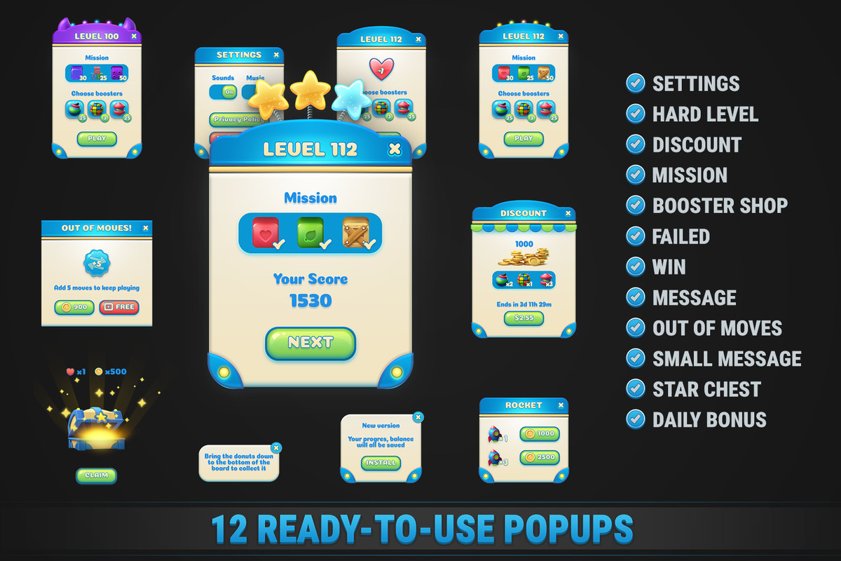 MK Match-2 Blast Kit • Puzzle Game Template