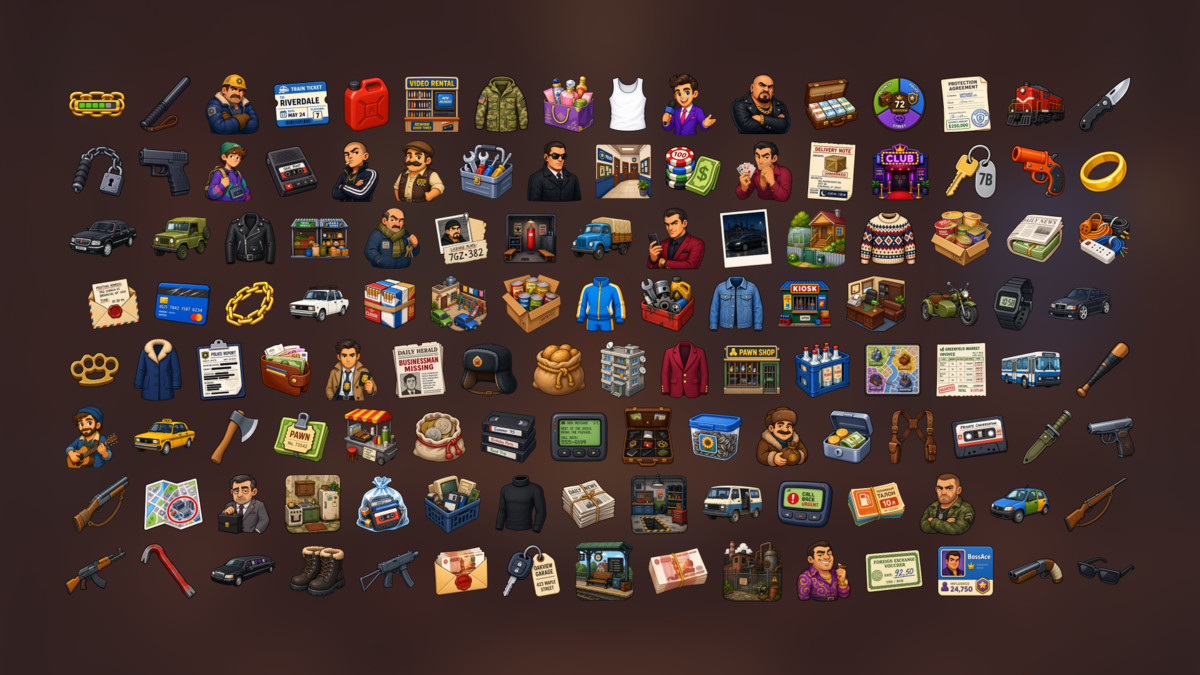 Russian Mafia Post Soviet 1990s Crime City Life Icons Pack
