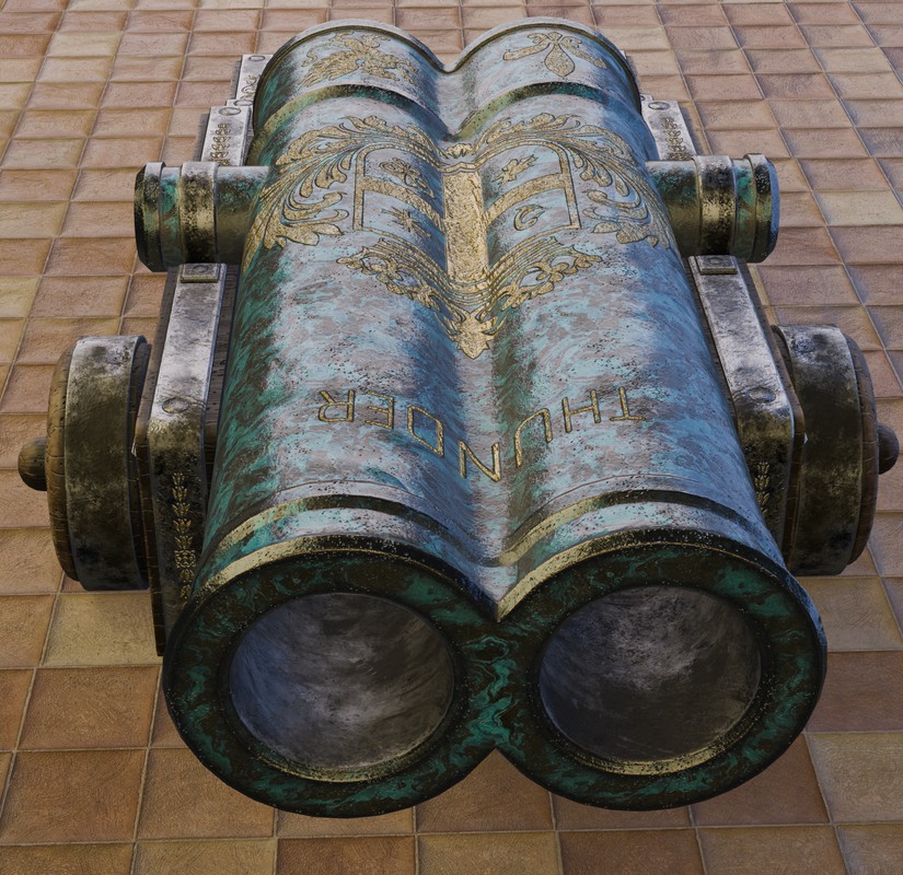 Thunderstrike Double Barrel Ornate Historical Cannon