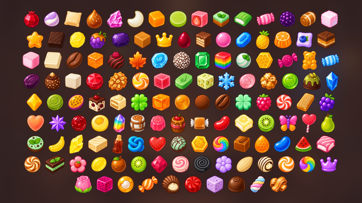 Candy Sweets Gummies Desserts Puzzle Rewards Icons Pack