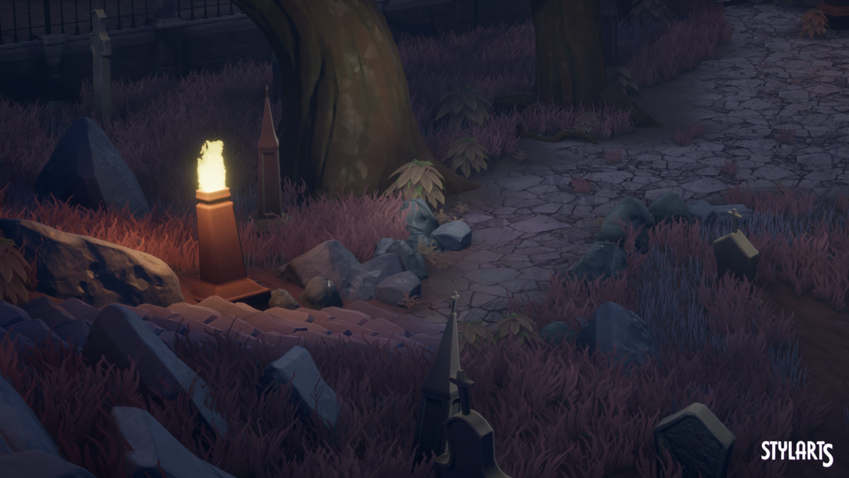 Stylized Spooky Cemetery Crypt