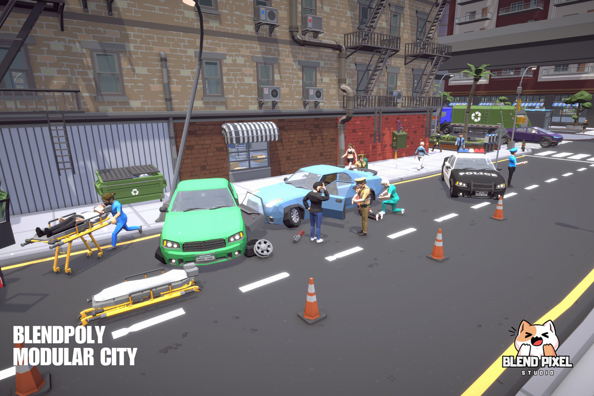 BlendPoly Modular City - Low Poly Assets