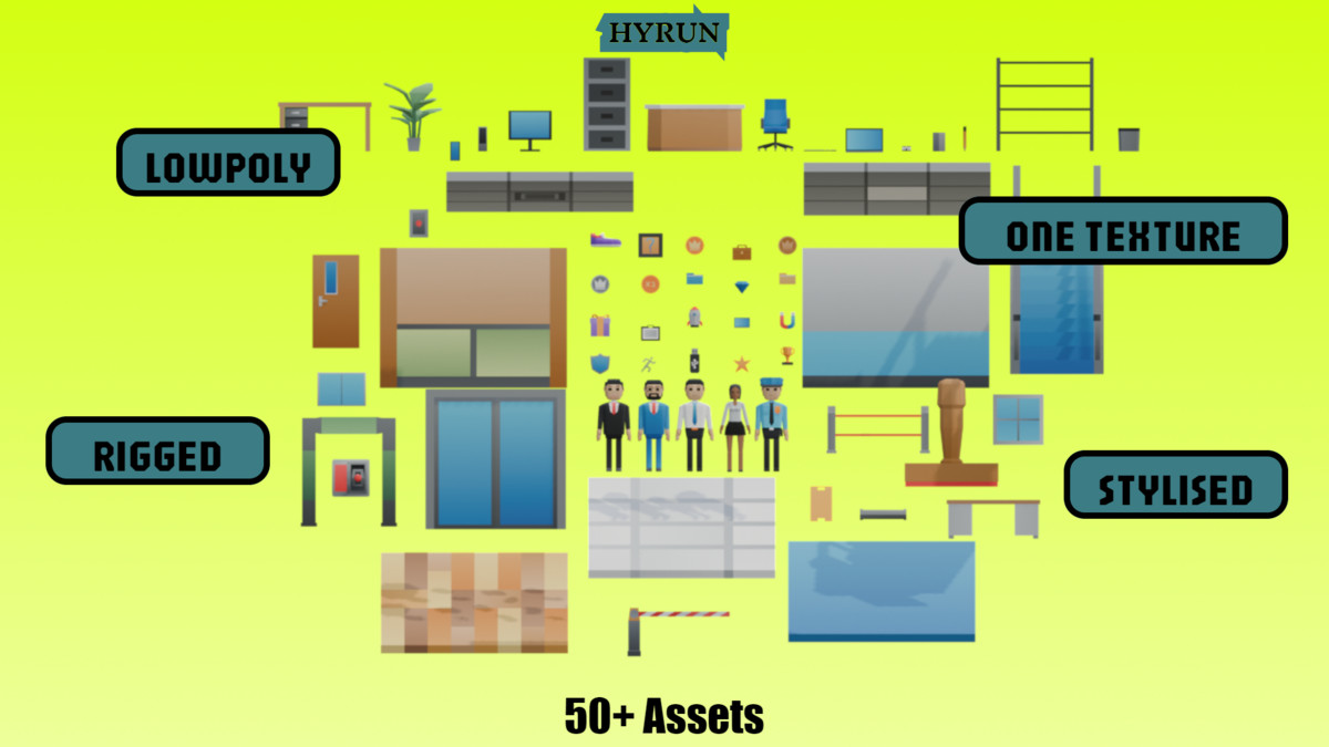 HYRUN: Office Escape - Endless Runner Kit 50+ Low Poly Assets