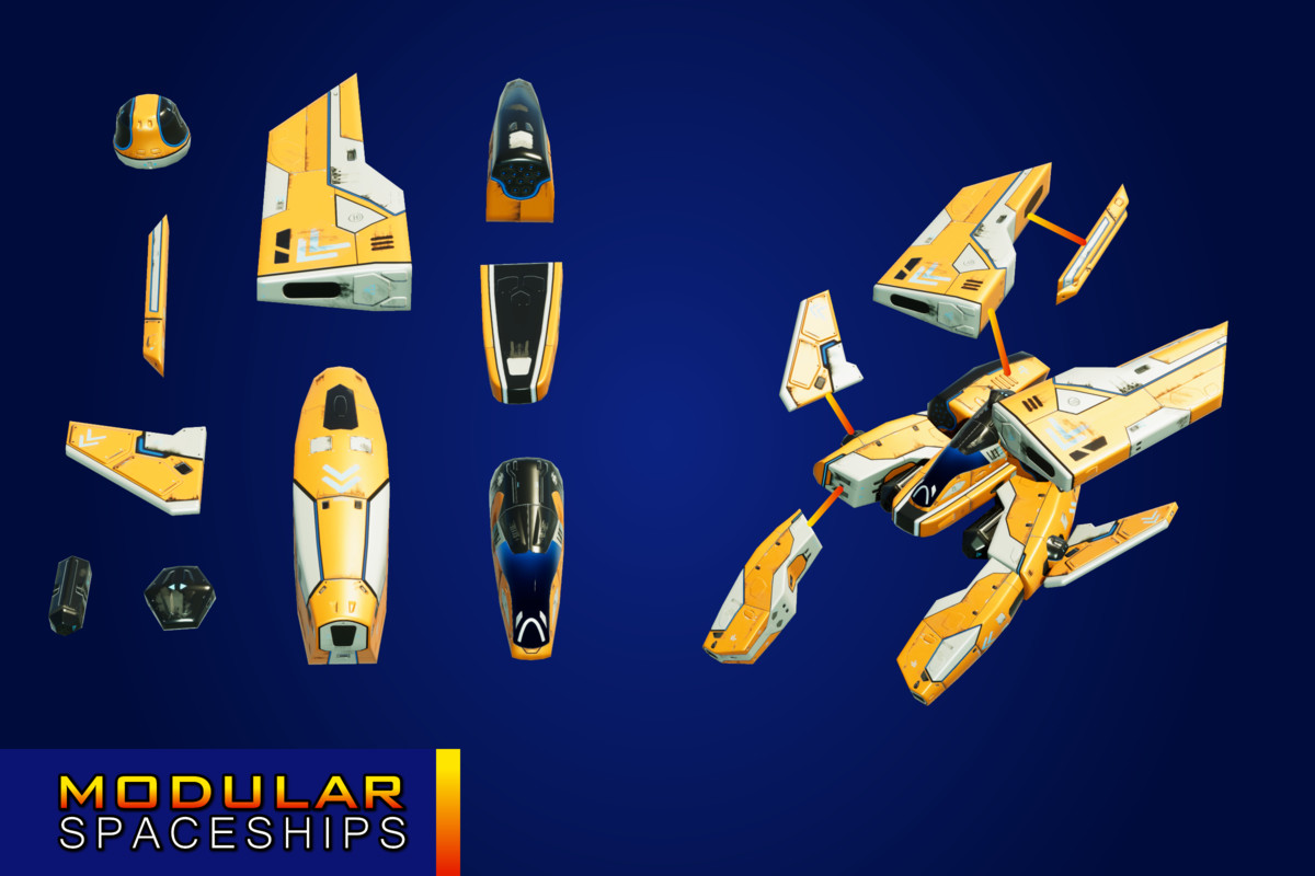 Sci-Fi Modular Spaceship Meteor Mantis