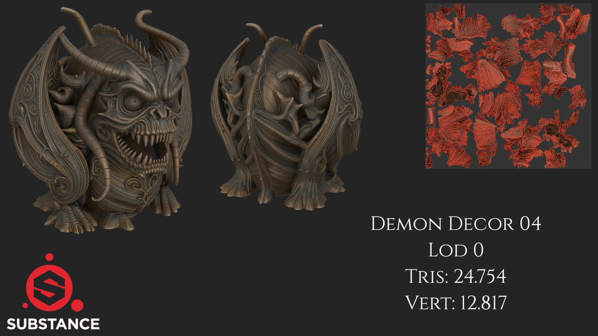 4 Demon Decorations - Dark Fantasy (Large)