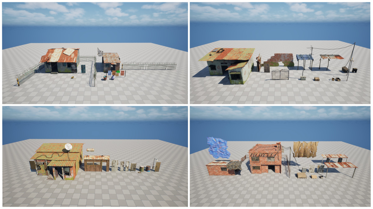 Modular Slum City Wasteland Village with Enterable Interior
