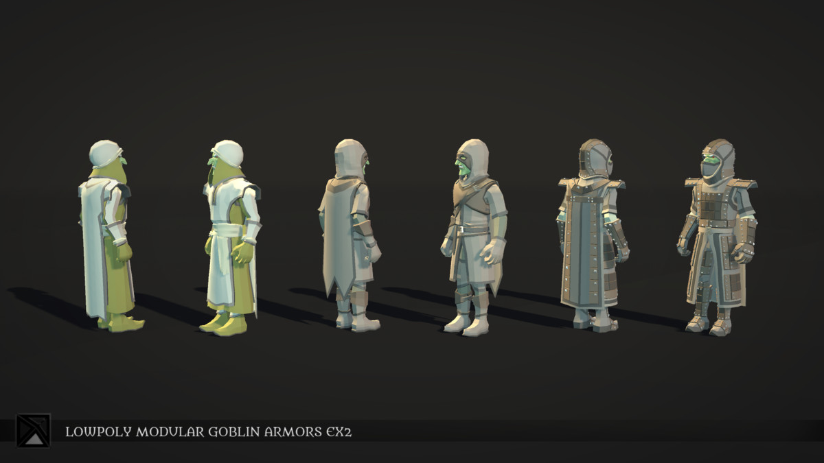Low Poly Goblins Modular Armors Ex2 - LOWPOLY MEDIEVAL FANTASY SERIES