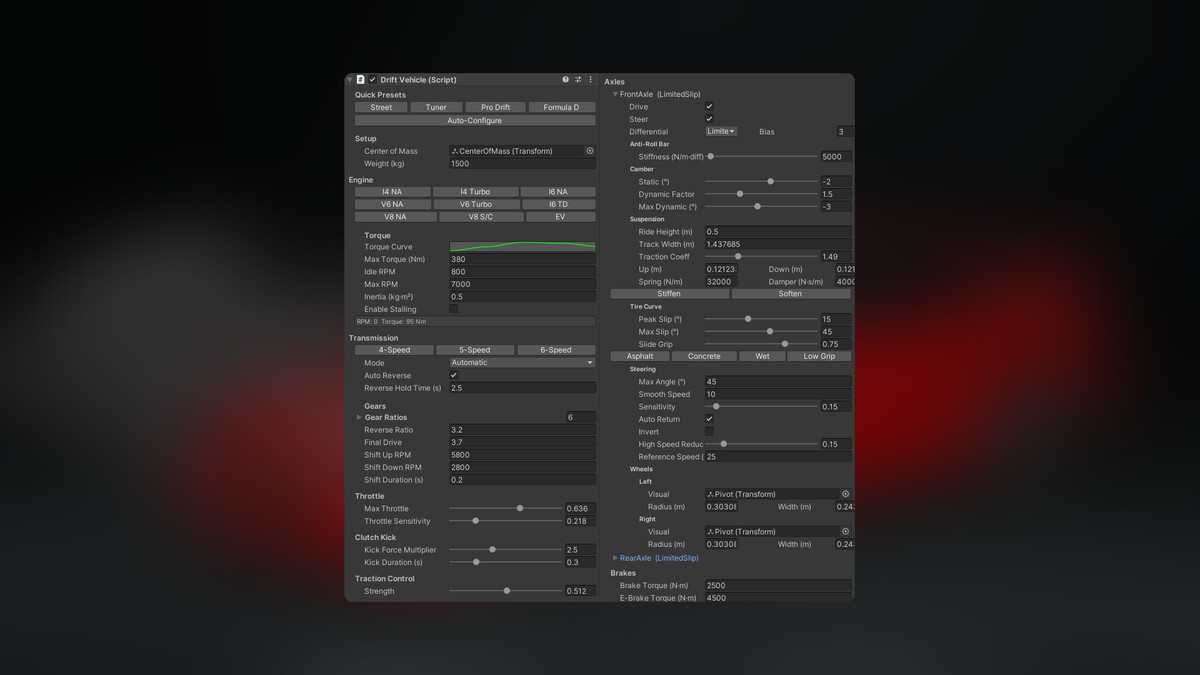 Simple Drift Physics Controller - Camber ,Vehicle Axle Suspension, Effects
