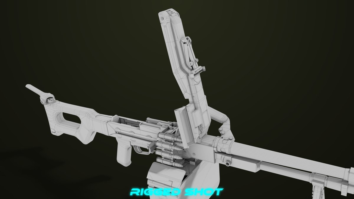 Machine Gun 11 Wood handle URP HDRP Textures