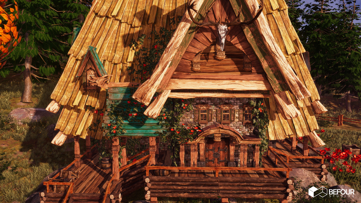 Fantasy Slavic Hut Environment (Stylized, House, Medieval )