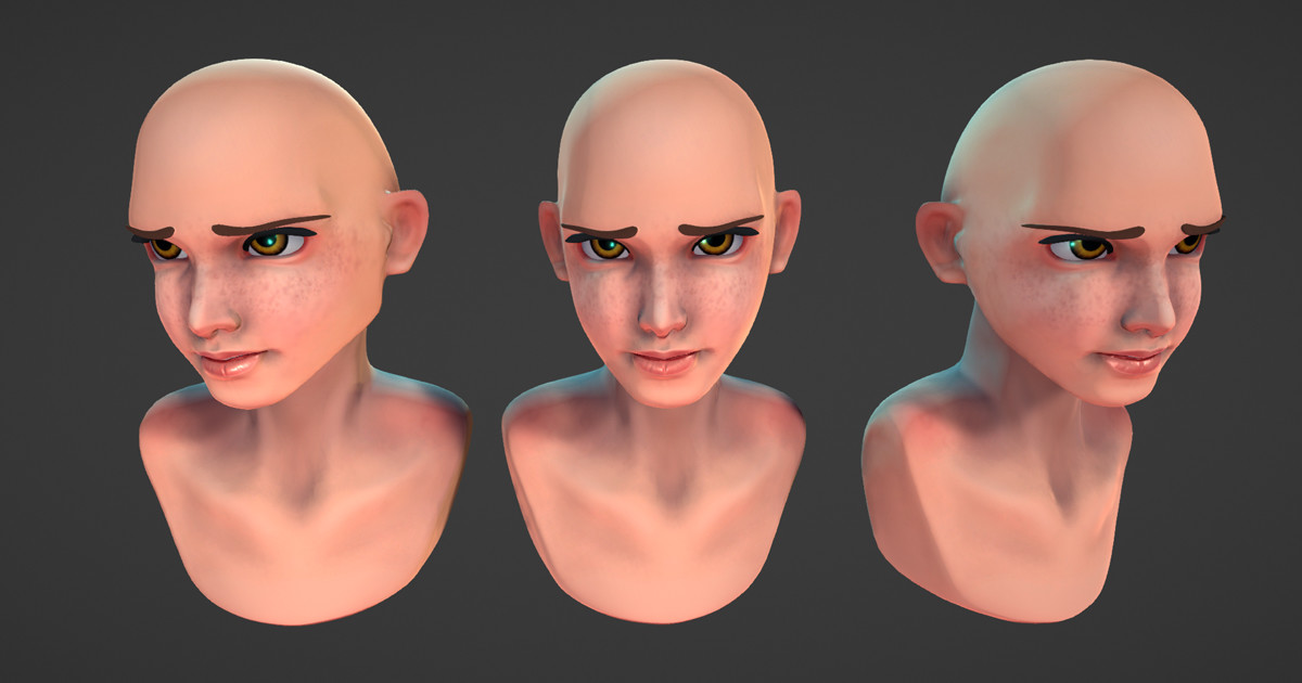 Stylized Female Head Demo Animations