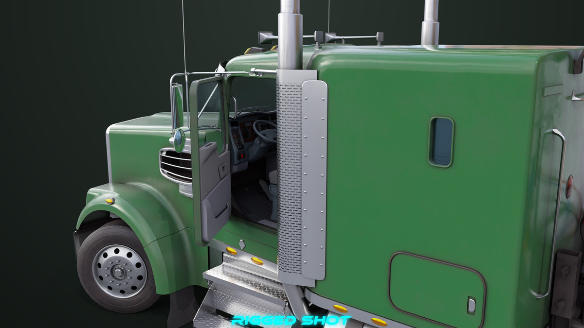 Truck 07 Log Trailer Green Version URP HDRP Textures