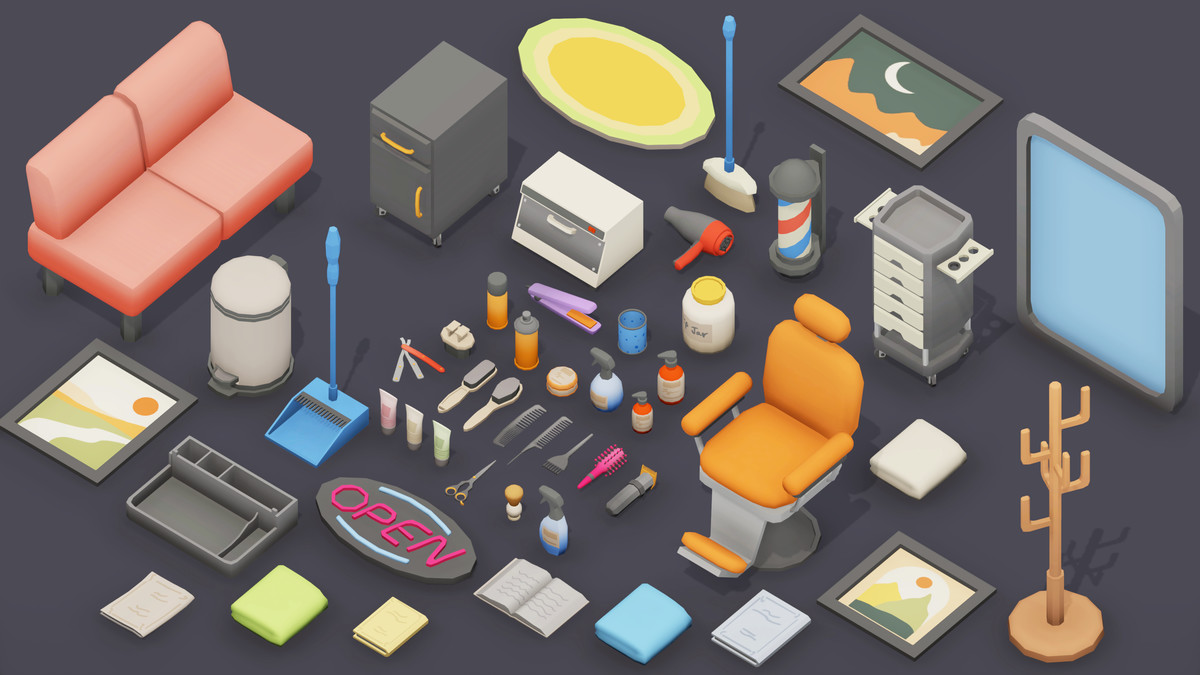 Stylized Barber Shop Props Pack