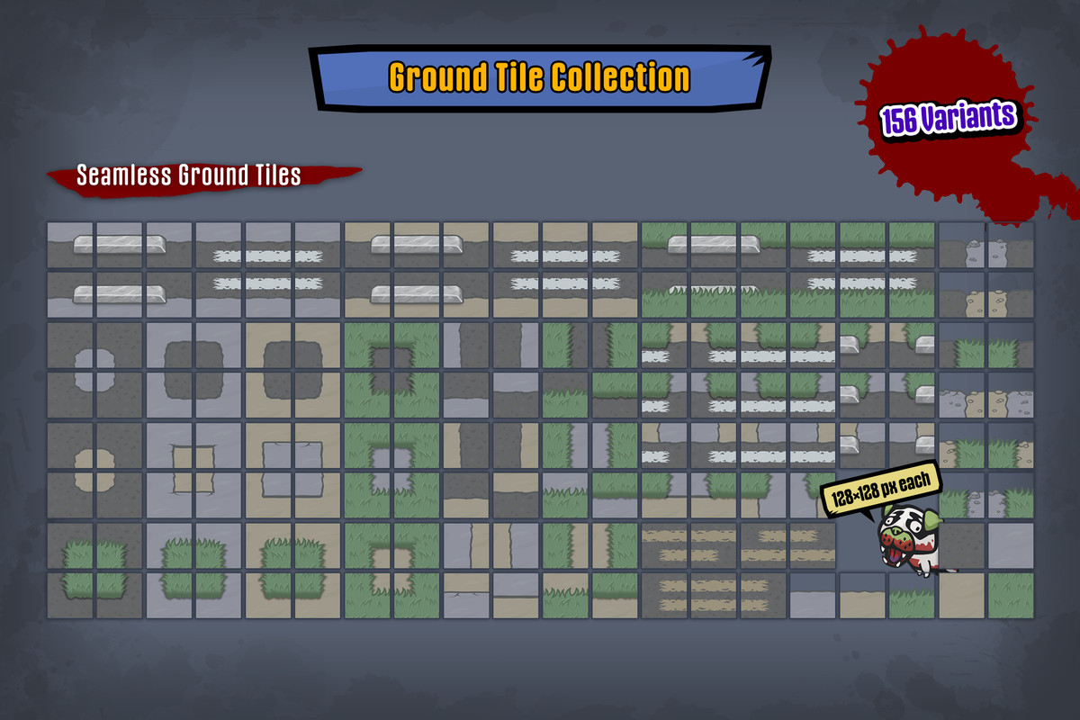 2D Zombie Game Kit - Suburb Pack