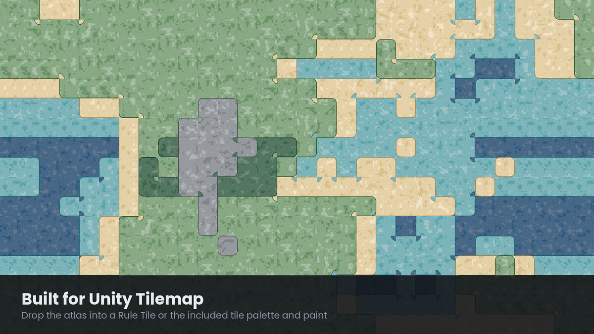 804 Top-Down Tiles - 47-Blob Auto-Tiling, 12 Terrains