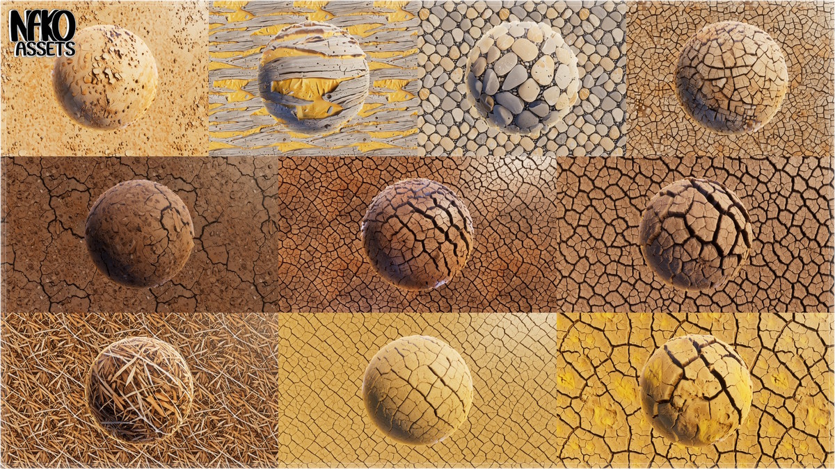 x110 4K Desert Materials PBR Textures for Ground, Sand, Rocks & Terrain